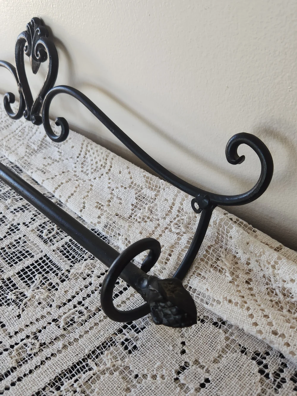 Ornate Black Metal Wall Shelf Accent - Home Wall Decor